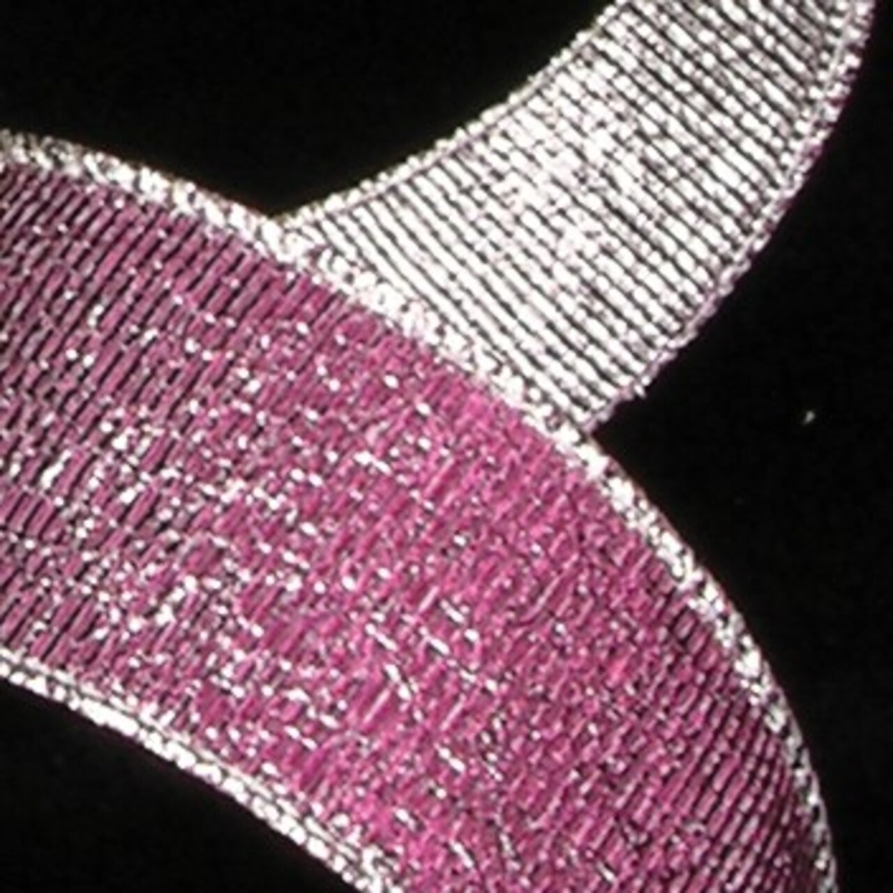 The Ribbon People Pink and Silver Lame Grosgrain Wired Craft Ribbon 2" x 20 Yards